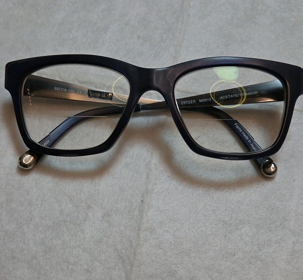 Matsuda M2012 Matte Navy Acetate Titanium Rectangular Eyeglass Japan Designer